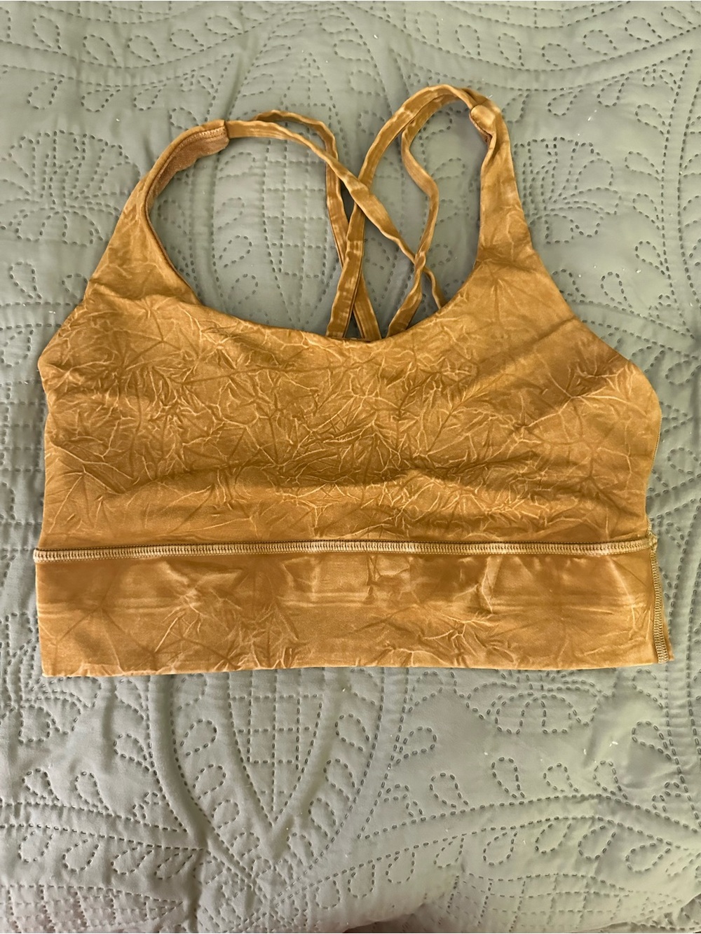 lululemon athletica Crushed Velvet Strappy Bralette in Gold size 6